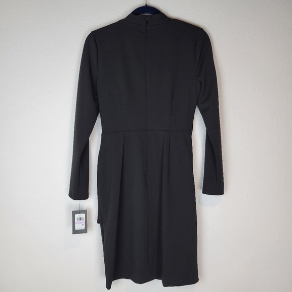 NWT DKNY Women's Black Draped Ruched Sheath Dress Size 6 - Picture 3 of 12